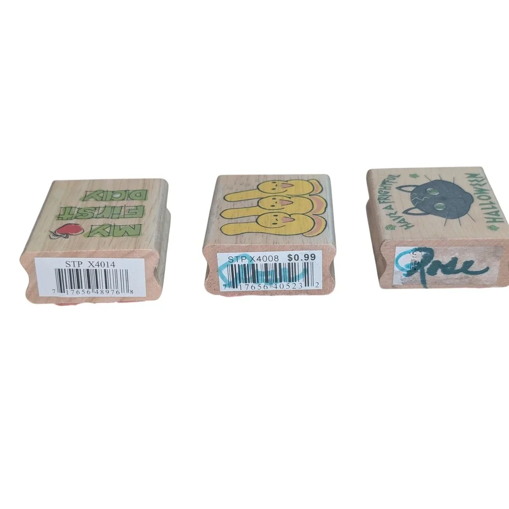 Canadian Maple Collection Wood Rubber Stamps Halloween Cat Duck School 90s Style